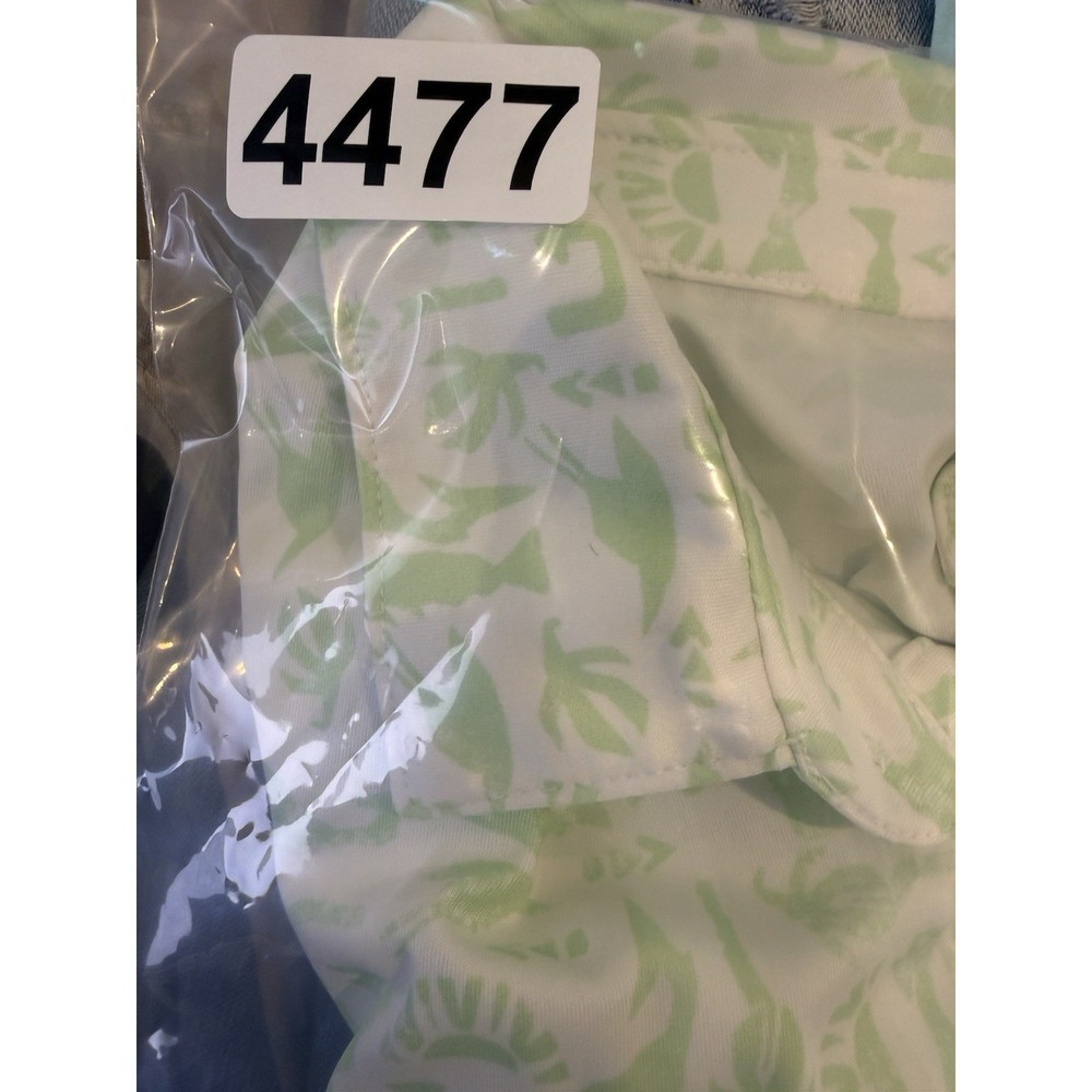 Huk Polo Pursuit Batiki Mens XL White Green Tropical Beach Performance UPF 50 - Picture 9 of 9